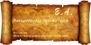 Benyovszky Antónia névjegykártya